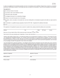 Form DTE105A Homestead Exemption Application for Senior Citizens, Disabled Persons and Surviving Spouses - Ohio, Page 2