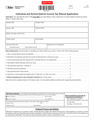 Document preview: Form IT AR Individual and School District Income Tax Refund Application - Ohio