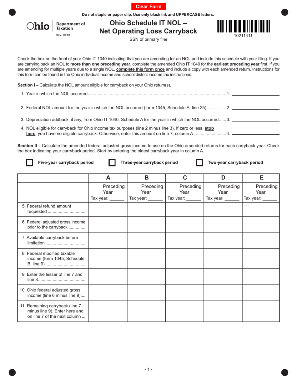 Net Operating Loss Carryover Worksheet