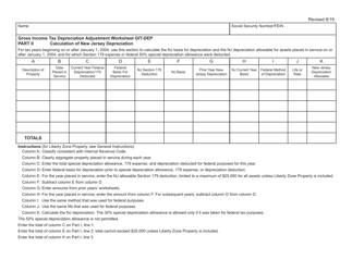 Worksheet GIT-DEP Gross Income Tax Depreciation Adjustment Worksheet - New Jersey, Page 3