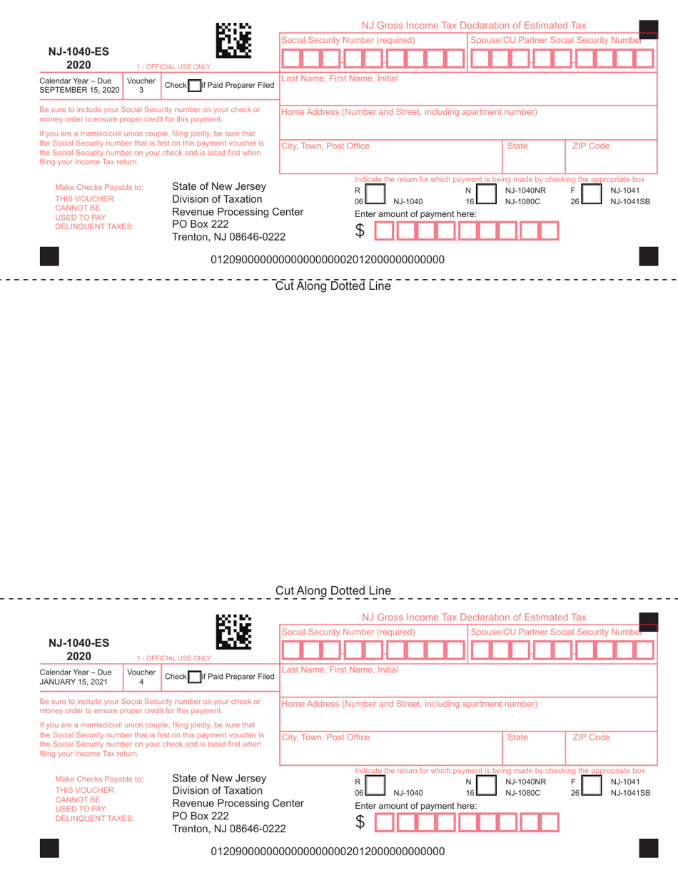 Form NJ-1040-ES Nj Gross Income Tax Declaration of Estimated Tax - New Jersey, Page 2