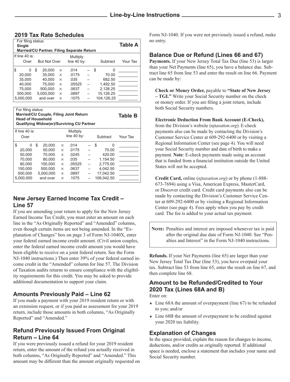 Instructions for Form NJ-1040X Amended Resident Income Tax Return - New Jersey, Page 3