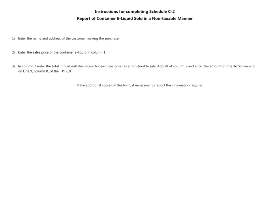 Schedule C-2 Record of Container E-Liquid Sold in a Non-taxable Manner - New Jersey, Page 2