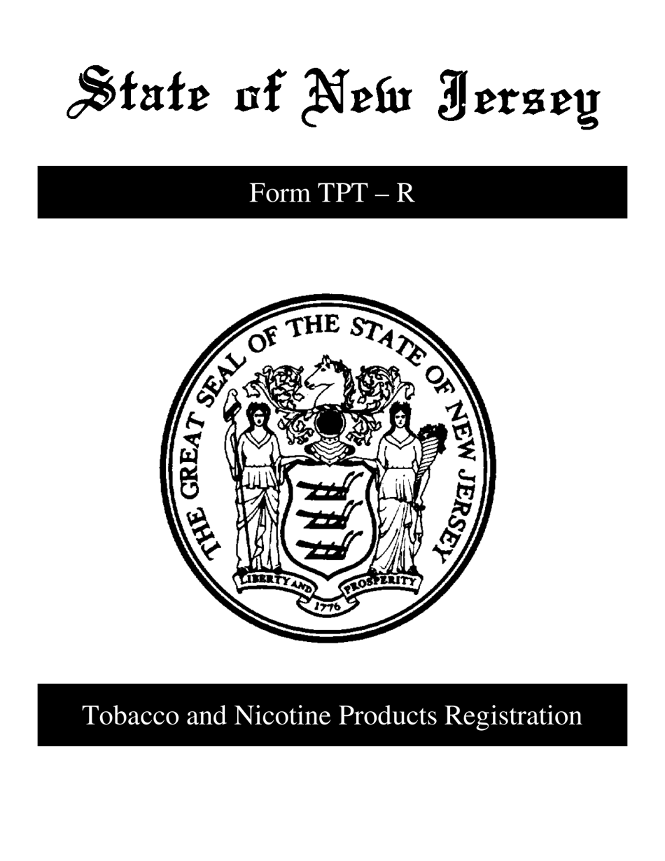 Form TPT-R Tobacco and Nicotine Products Tax Registration - New Jersey, Page 1