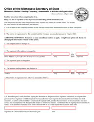Minnesota Limited Liability Company Amendment to Articles of Organization - Minnesota