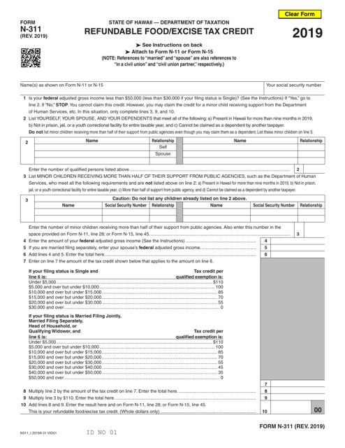 Form N-311 2019 Printable Pdf