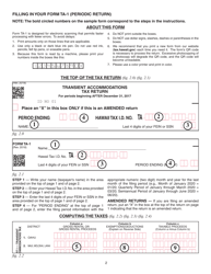 Instructions for Form TA-1 Transient Accommodations Tax Return - Hawaii, Page 2