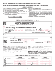 Instructions for Form TA-2 Transient Accommodations Tax Annual Return and Reconciliation - Hawaii, Page 2