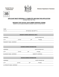 Form 3B Request for Viatical Settlement Broker License - Delaware, Page 2
