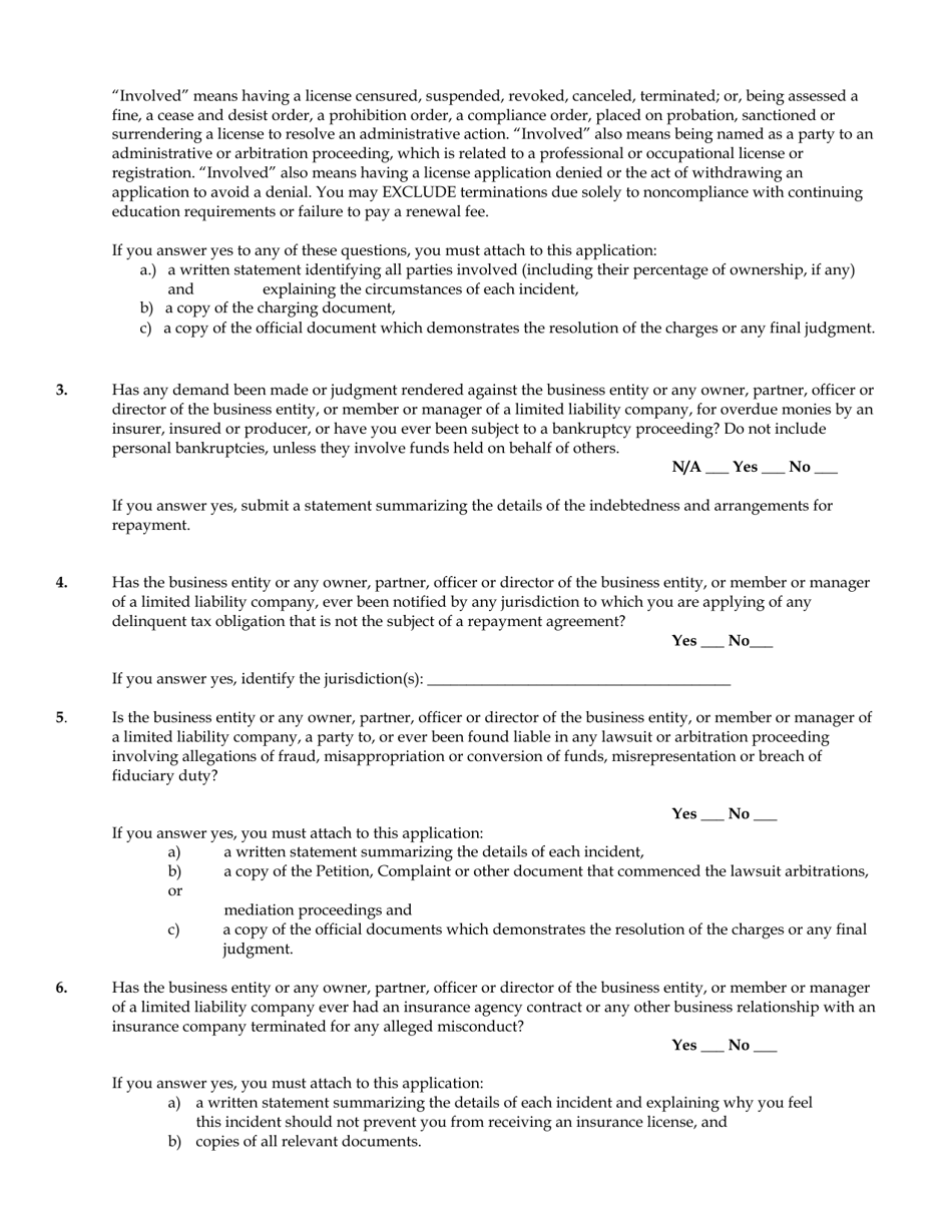 Form 3B Request for Viatical Settlement Broker License - Delaware, Page 5