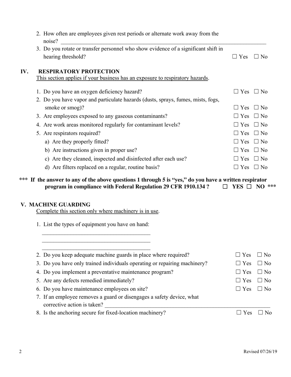 Delaware Workplace Safety Program Questionnaire - Job Site Addendum ...