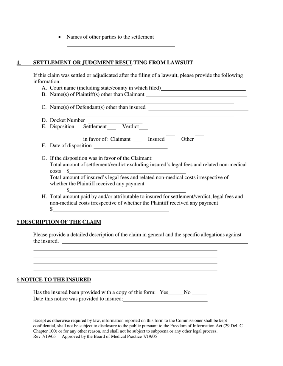 Report of Delaware Medical Negligence Claims - Delaware, Page 4