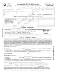 Document preview: Form IT-8879 (State Form 53399) Declaration of Electronic Filing - Indiana, 2019