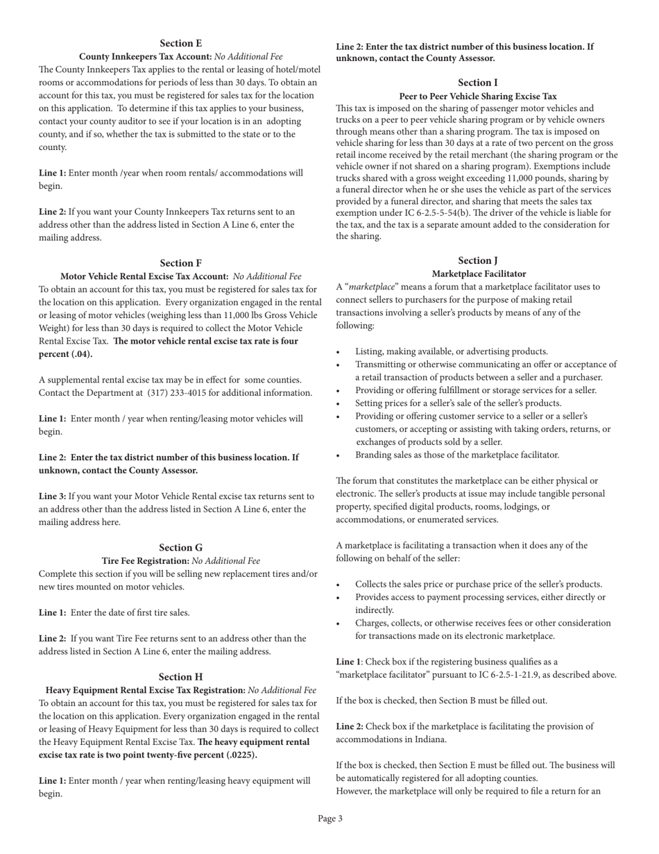 State Form 43760 (BT-1) Business Tax Application - Indiana, Page 7