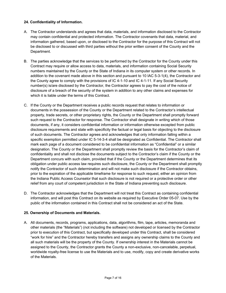 State Form 55931 Prescribed Contract for Computer Software, Services, and Equipment - Indiana, Page 7