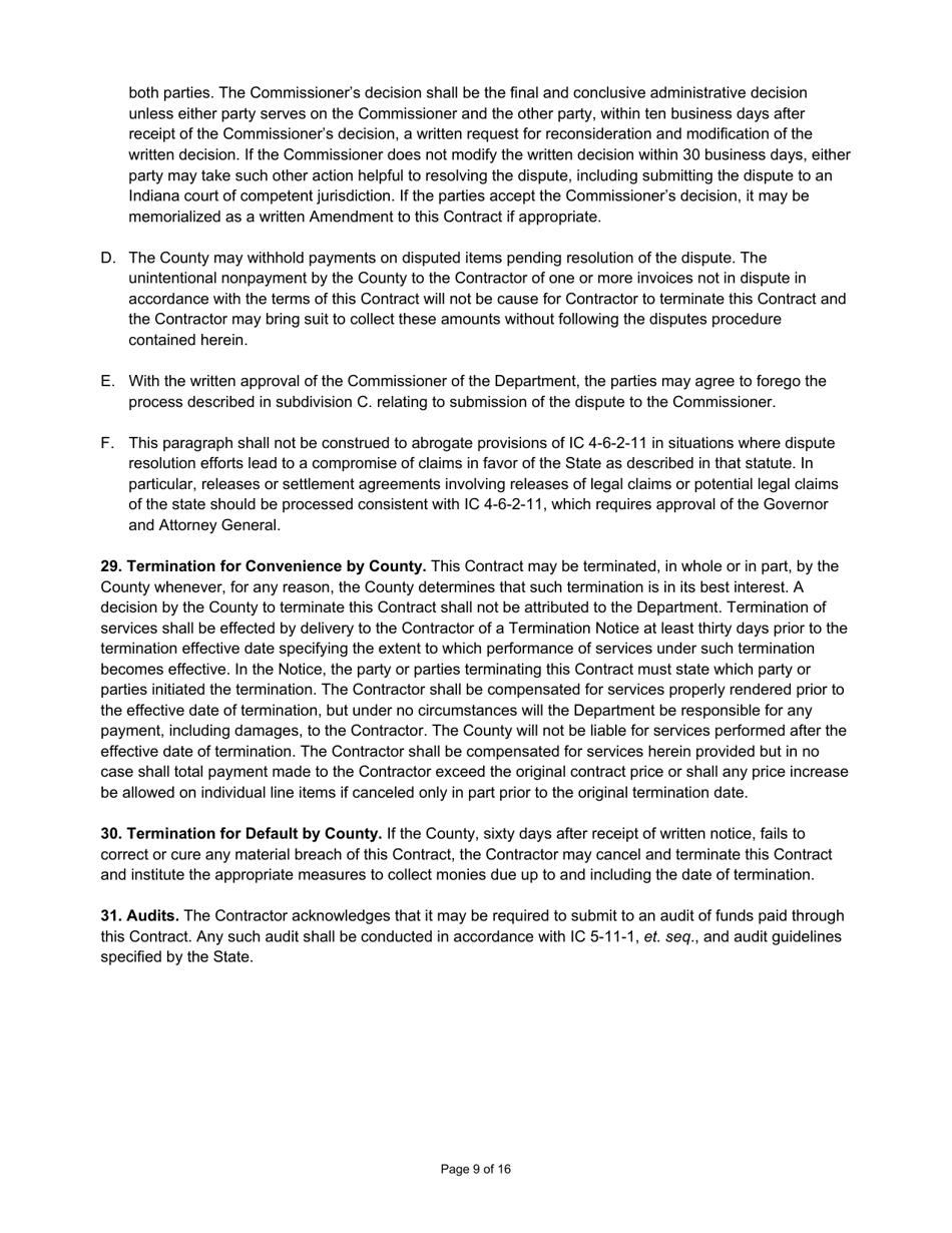 State Form 55931 Prescribed Contract for Computer Software, Services, and Equipment - Indiana, Page 9
