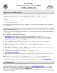 Document preview: Instructions for USCIS Form G-639 Freedom of Information/Privacy Act Request