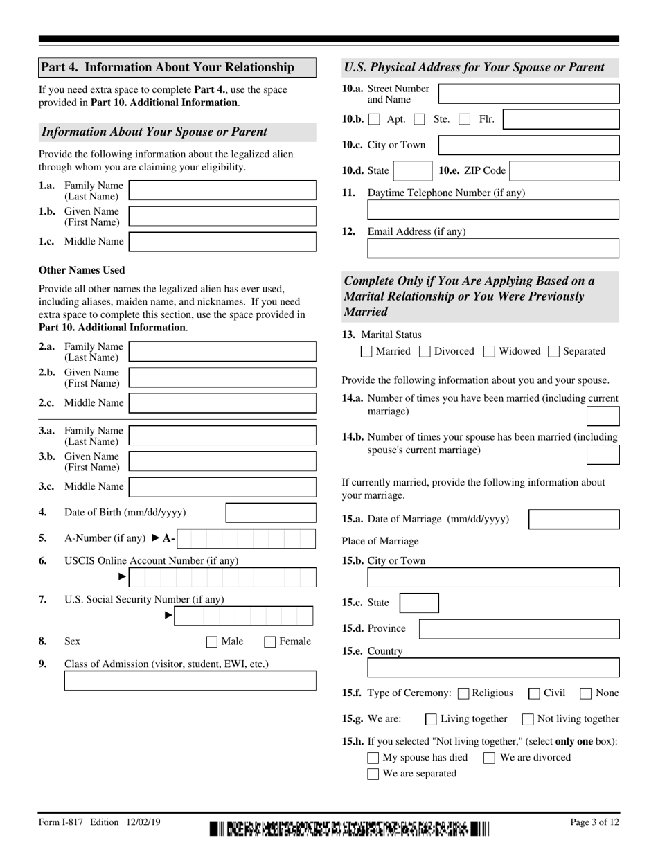 USCIS Form I-817 Application for Family Unity Benefits, Page 3