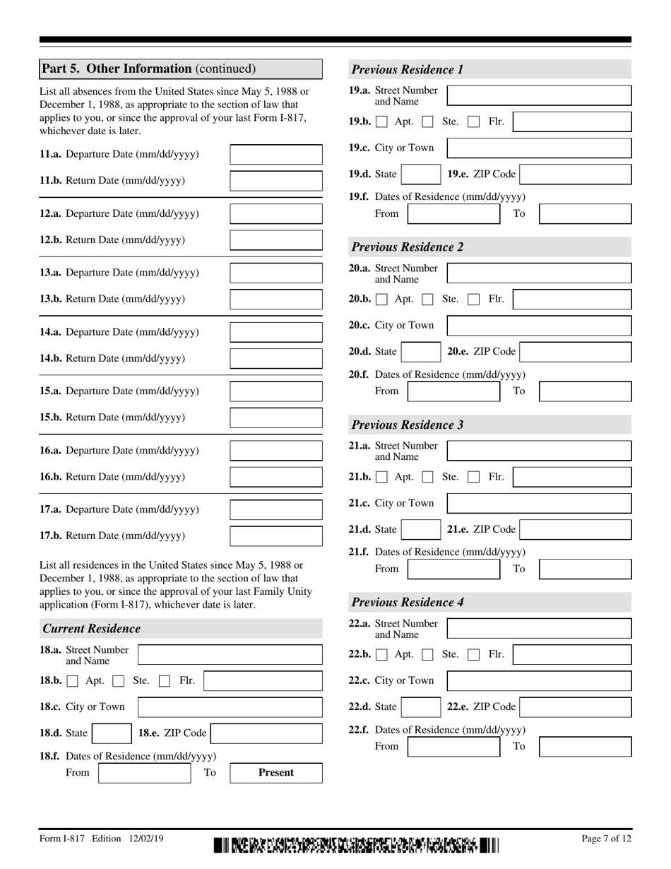 USCIS Form I-817 Application for Family Unity Benefits, Page 7