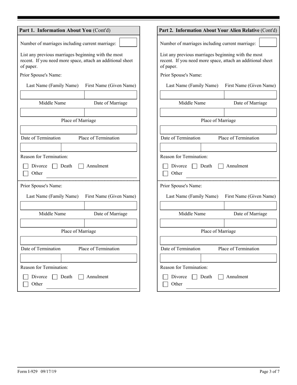 USCIS Form I-929 Petition for Qualifying Family Member of a U-1 Nonimmigrant, Page 3