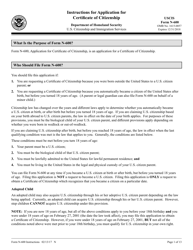 Document preview: Instructions for USCIS Form N-600 Application for Certificate of Citizenship
