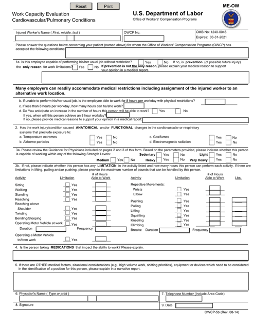 Form OWCP-5B - Fill Out, Sign Online and Download Fillable PDF ...