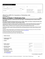 Official Form 309F2 Notice of Chapter 11 Bankruptcy Case