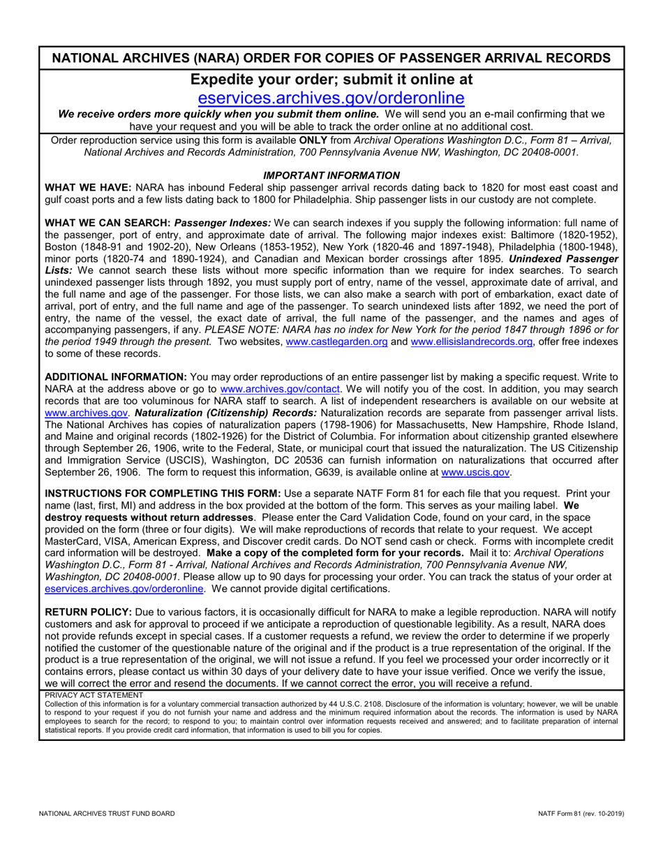 NATF Form 81 Fill Out, Sign Online and Download Printable PDF