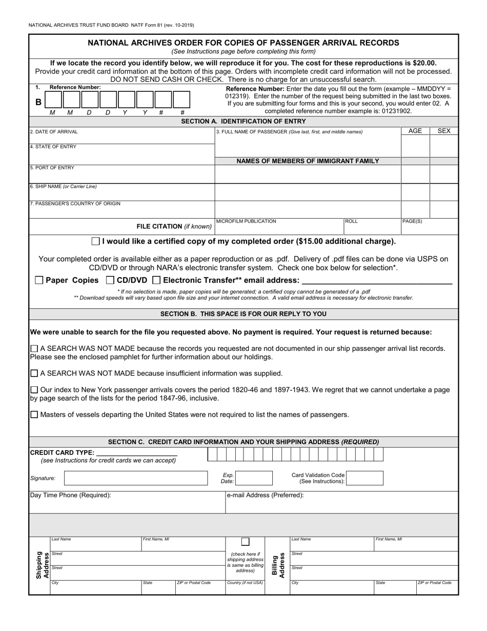 NATF Form 81 - Fill Out, Sign Online and Download Printable PDF ...