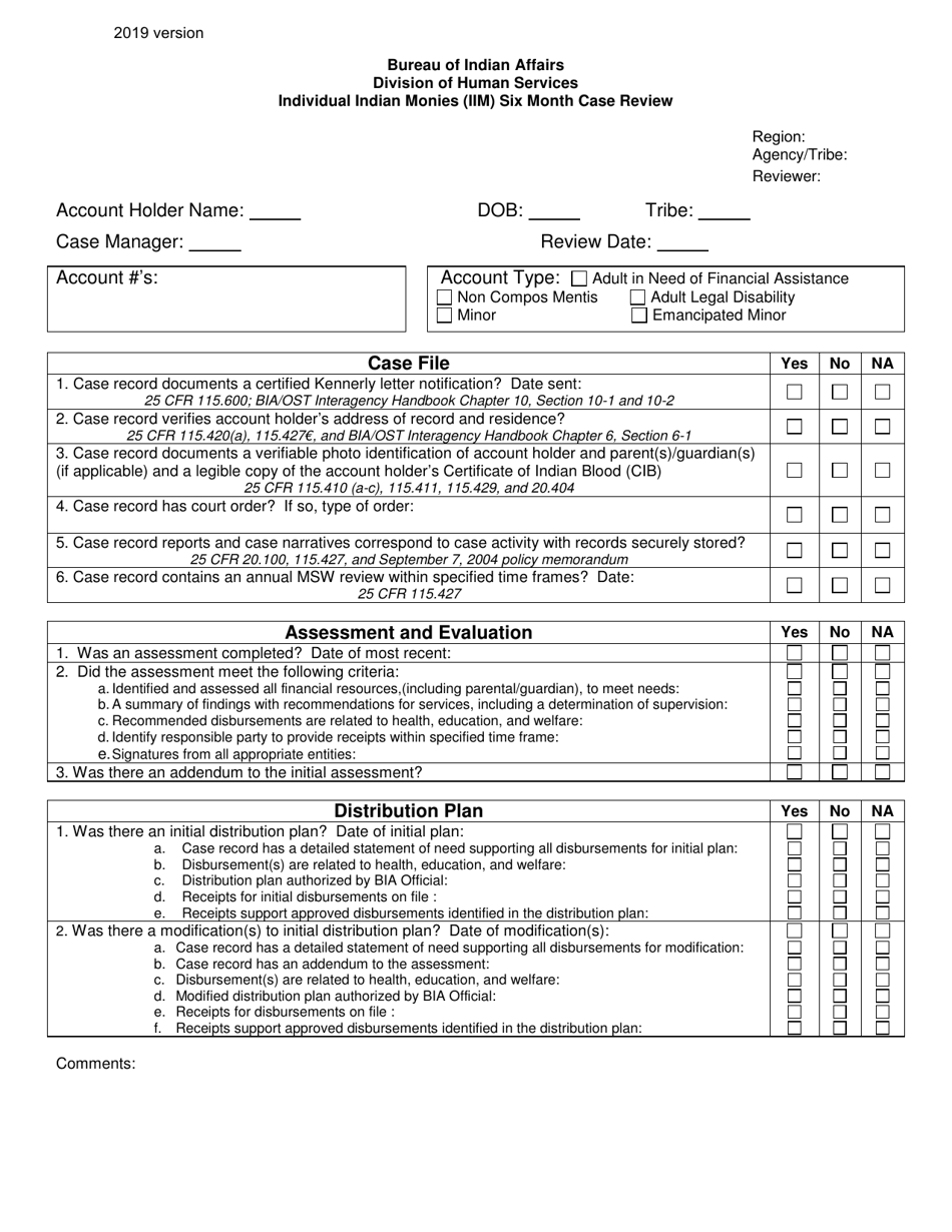 Individual Indian Monies (Iim) Six Month Case Review - Fill Out, Sign ...