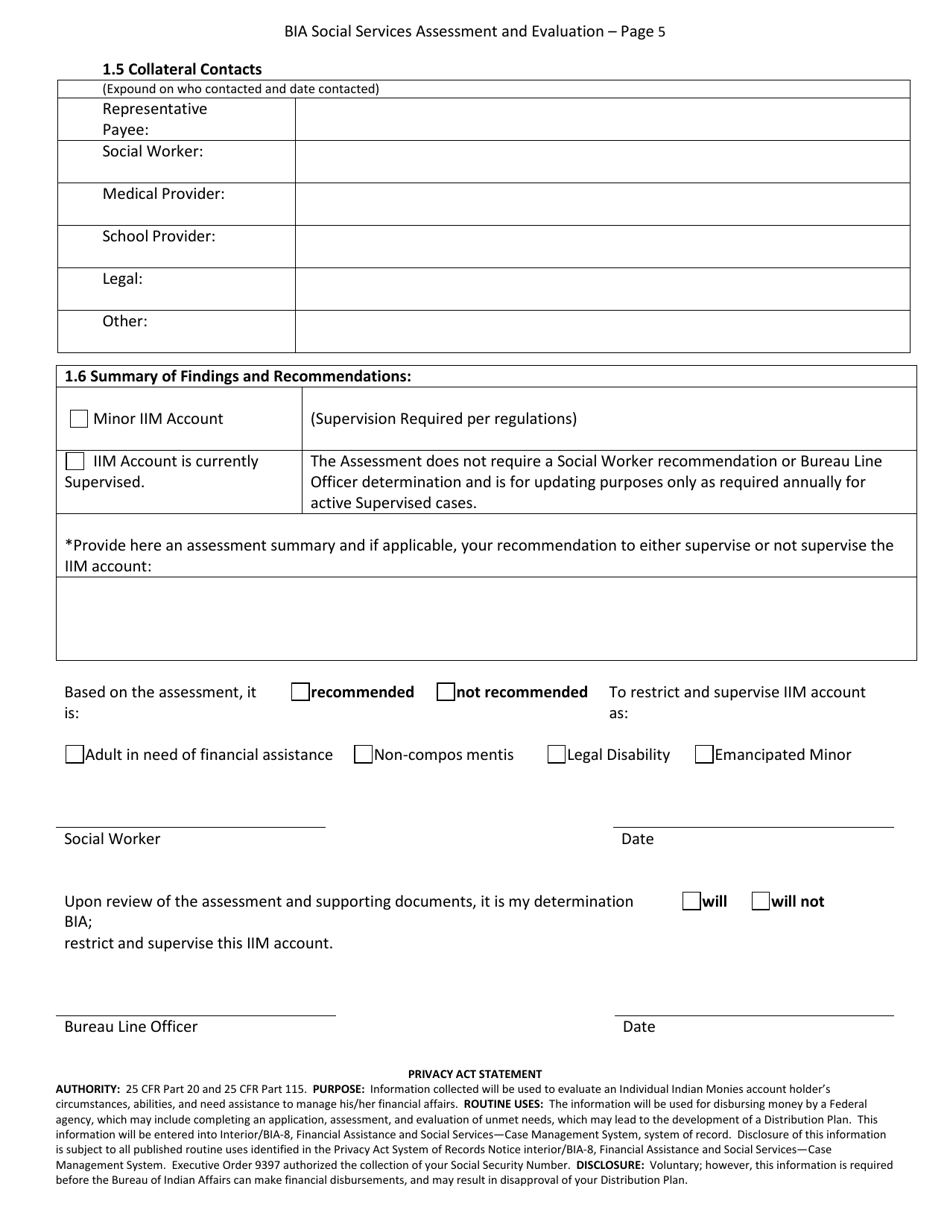 Social Services Assessment and Evaluation - Individual Indian Monies (Iim), Page 5