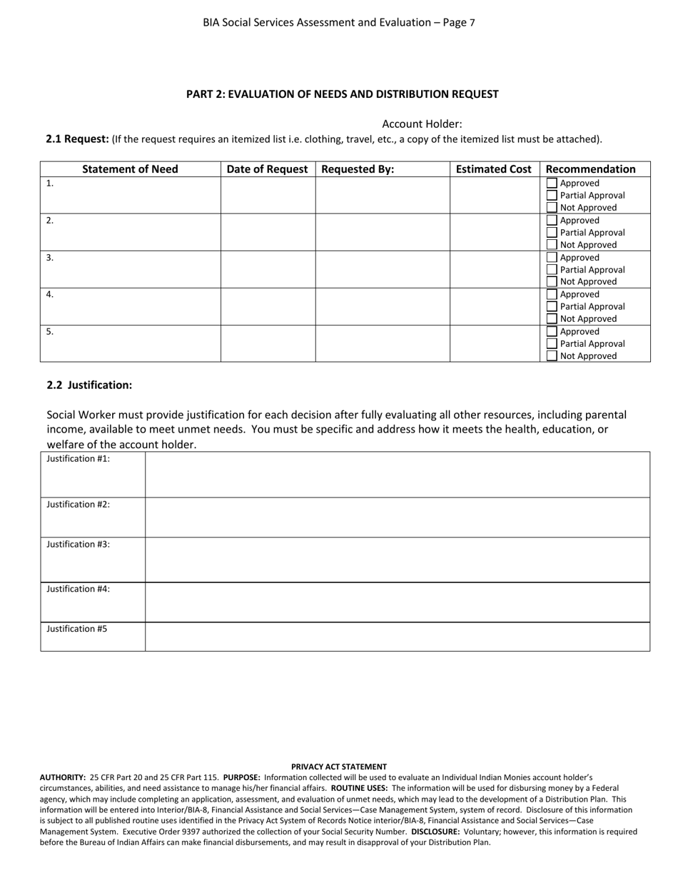 Social Services Assessment and Evaluation - Individual Indian Monies (Iim), Page 7