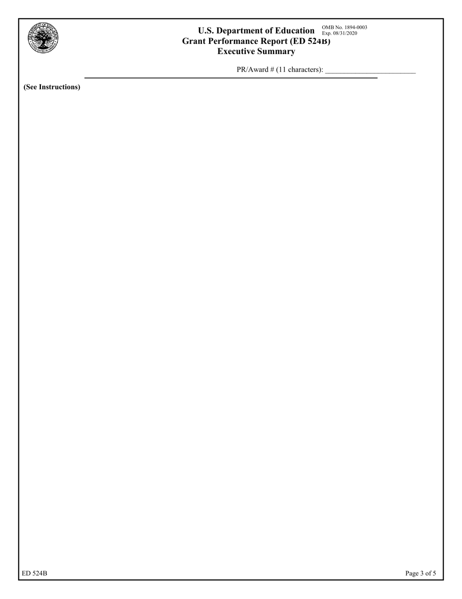 Form ED524B Part 1 Grant Performance Report, Page 3