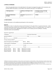 Form EIB92-41 Application for Financial Institution Short-Term, Single-Buyer Insurance, Page 2