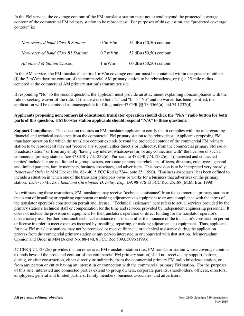 Instructions for FCC Form 2100 Schedule 349 Fm Translator or Fm Booster Station Construction Permit Application, Page 6