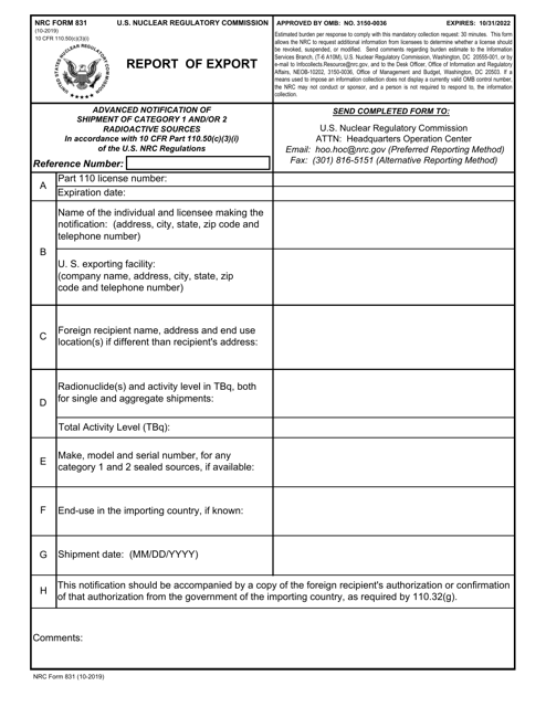 NRC Form 831  Printable Pdf