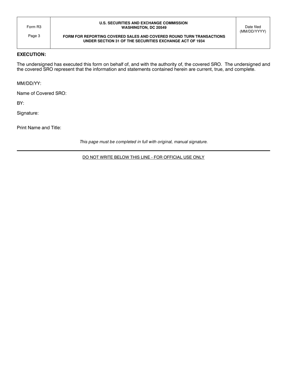 SEC Form 2502 (R31) Form for Reporting Covered Sales and Covered Round Turn Transactions Under Section 31 of the Securities Exchange Act of 1934, Page 6