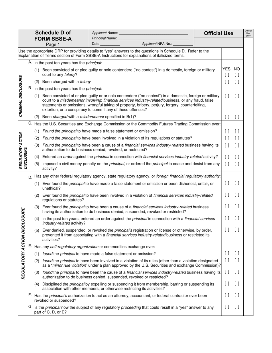 SEC Form 2925 (SBSE-A) Application for Registration of Security-Based Swap Dealers and Major Security-Based Swap Participants That Are Registered or Registering With the Commodity Futures Trading Commission as a Swap Dealer, Page 10