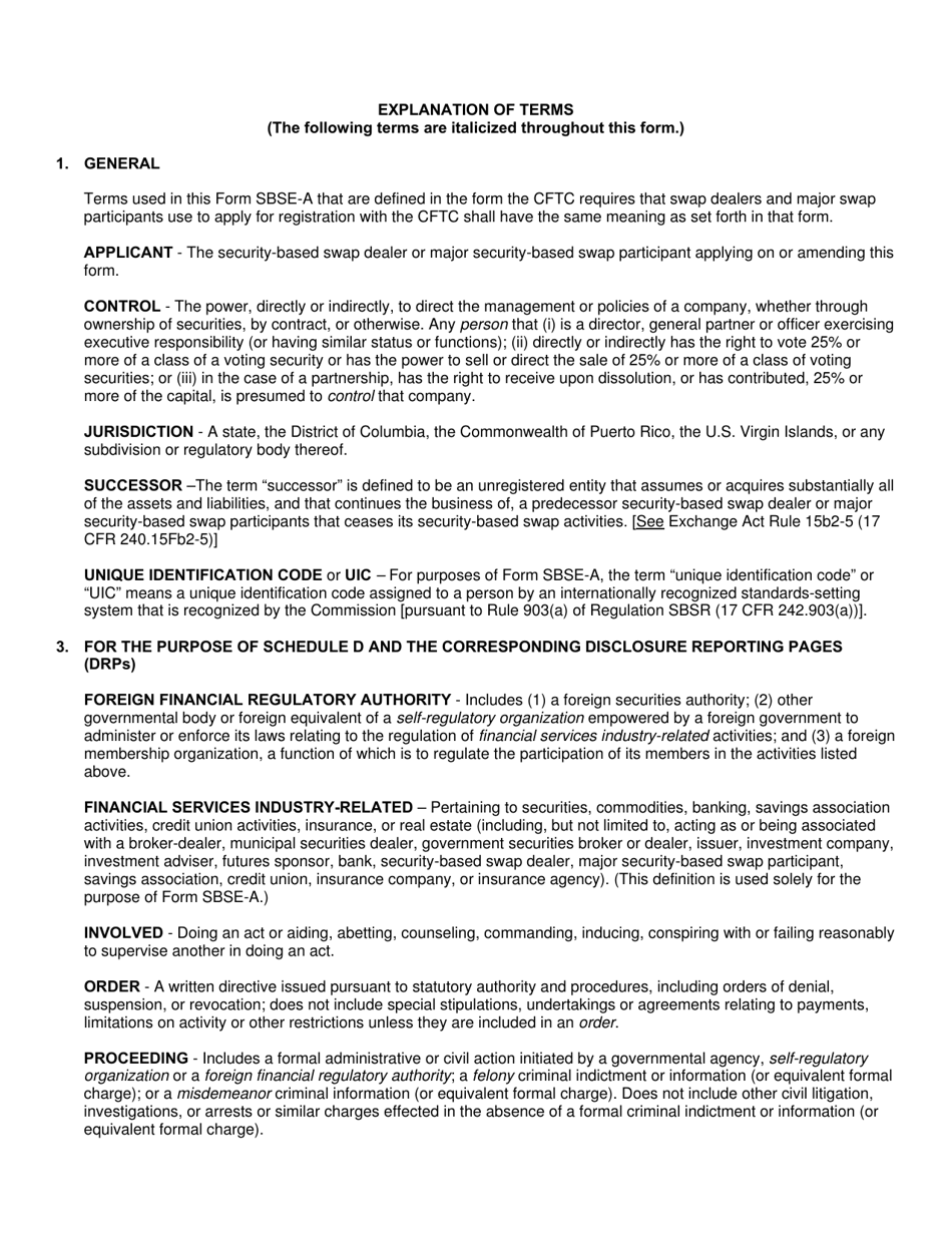 SEC Form 2925 (SBSE-A) Application for Registration of Security-Based Swap Dealers and Major Security-Based Swap Participants That Are Registered or Registering With the Commodity Futures Trading Commission as a Swap Dealer, Page 3