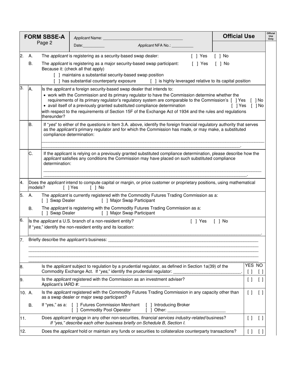 SEC Form 2925 (SBSE-A) Application for Registration of Security-Based Swap Dealers and Major Security-Based Swap Participants That Are Registered or Registering With the Commodity Futures Trading Commission as a Swap Dealer, Page 5