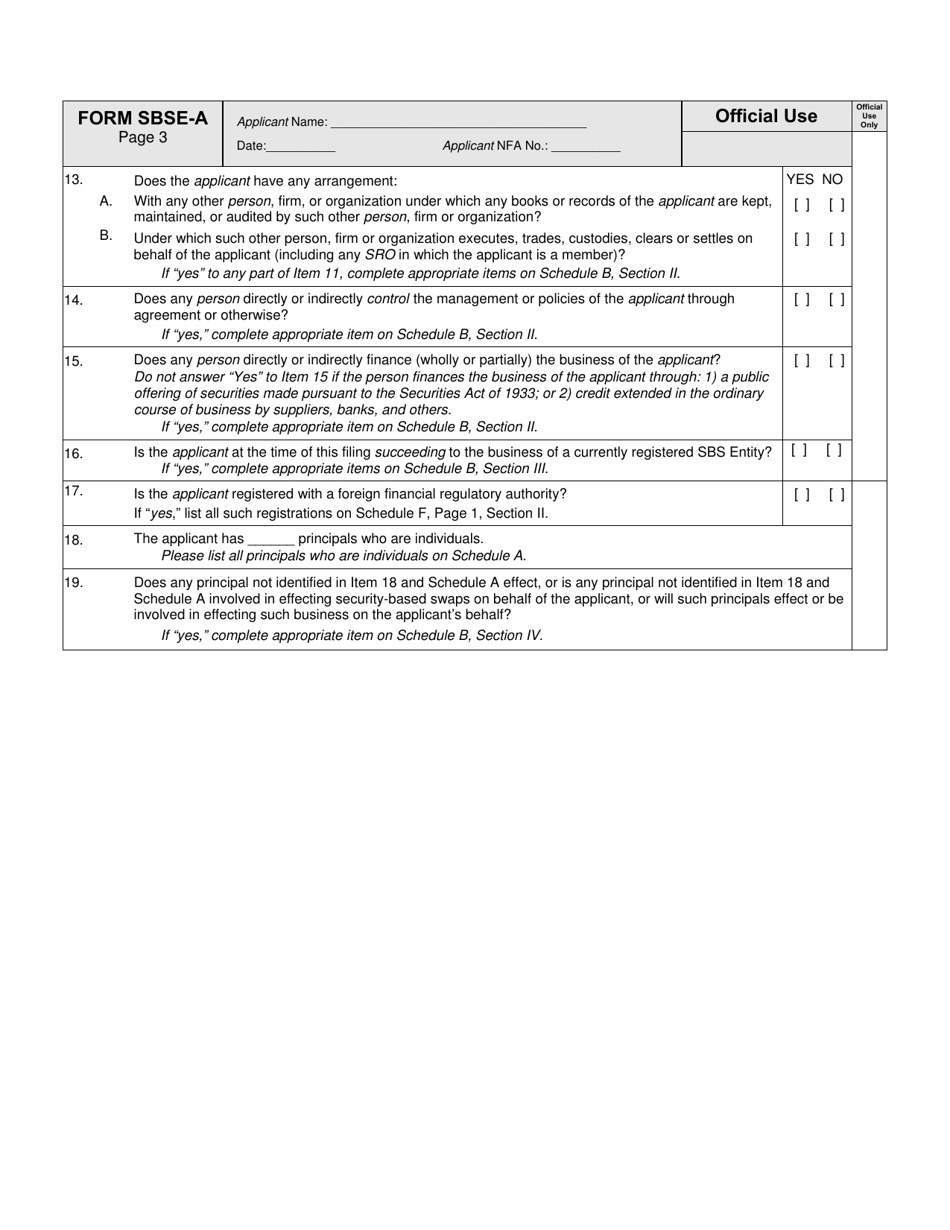 SEC Form 2925 (SBSE-A) Application for Registration of Security-Based Swap Dealers and Major Security-Based Swap Participants That Are Registered or Registering With the Commodity Futures Trading Commission as a Swap Dealer, Page 6