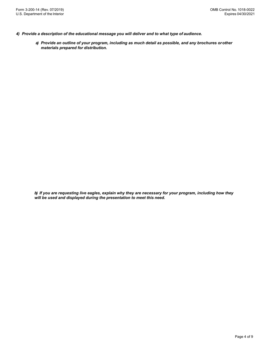 FWS Form 3-200-14 Federal Fish and Wildlife Permit Application Form - Eagle Exhibition, Page 4