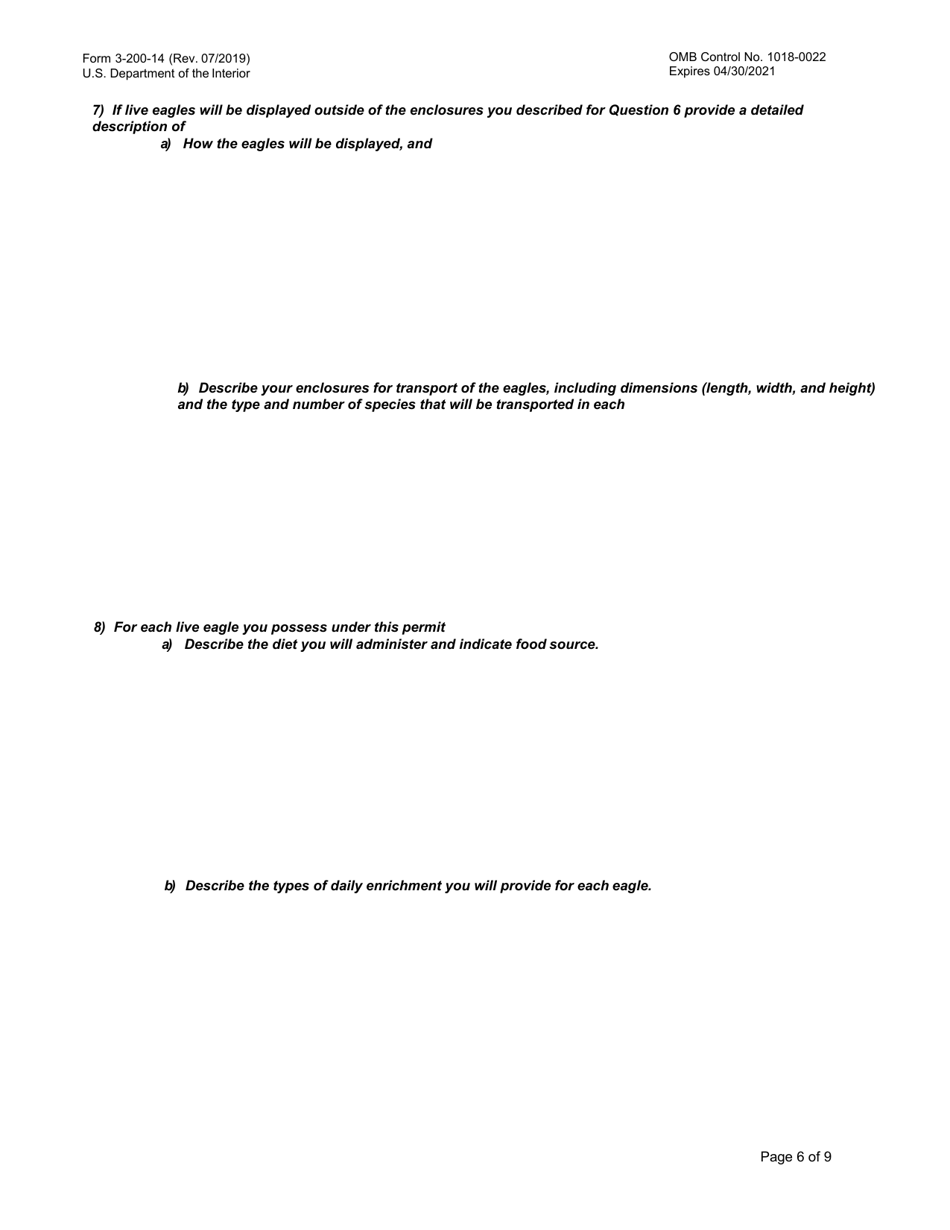 FWS Form 3-200-14 Federal Fish and Wildlife Permit Application Form - Eagle Exhibition, Page 6