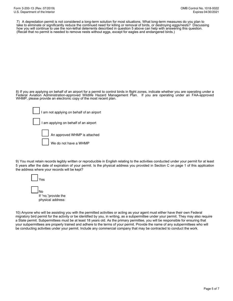 FWS Form 3-200-13 Download Fillable PDF or Fill Online Federal Fish and ...