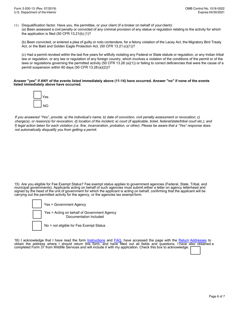 FWS Form 3-200-13 Download Fillable PDF Or Fill Online Federal Fish And ...