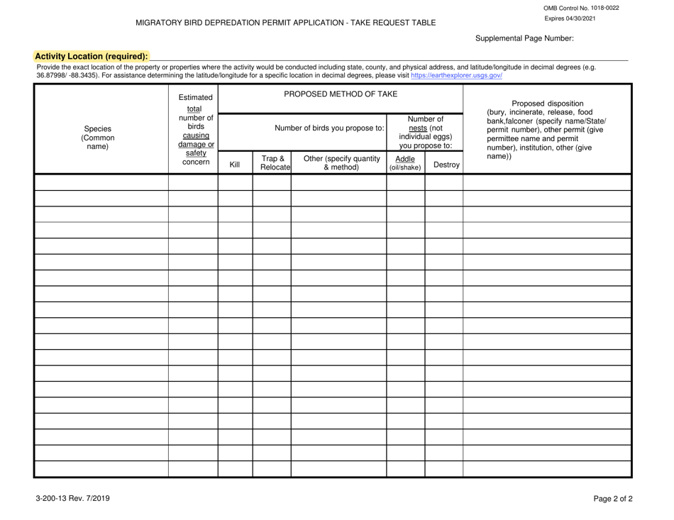 FWS Form 3-200-13 Federal Fish and Wildlife Permit Application Form - Migratory Bird Depredation, Page 9
