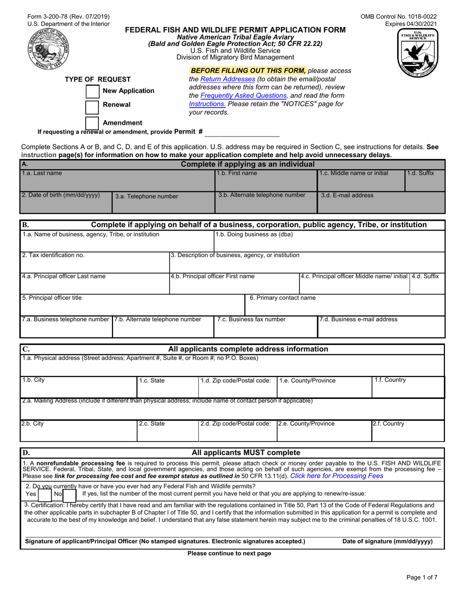 FWS Form 320078 Download Fillable PDF or Fill Online Federal Fish and