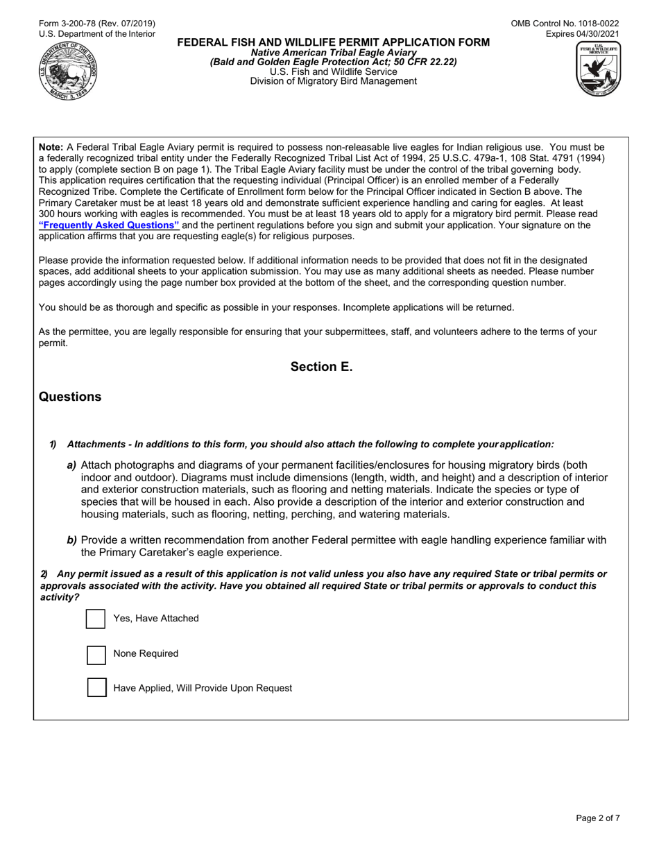 FWS Form 3-200-78 Download Fillable PDF or Fill Online Federal Fish and ...