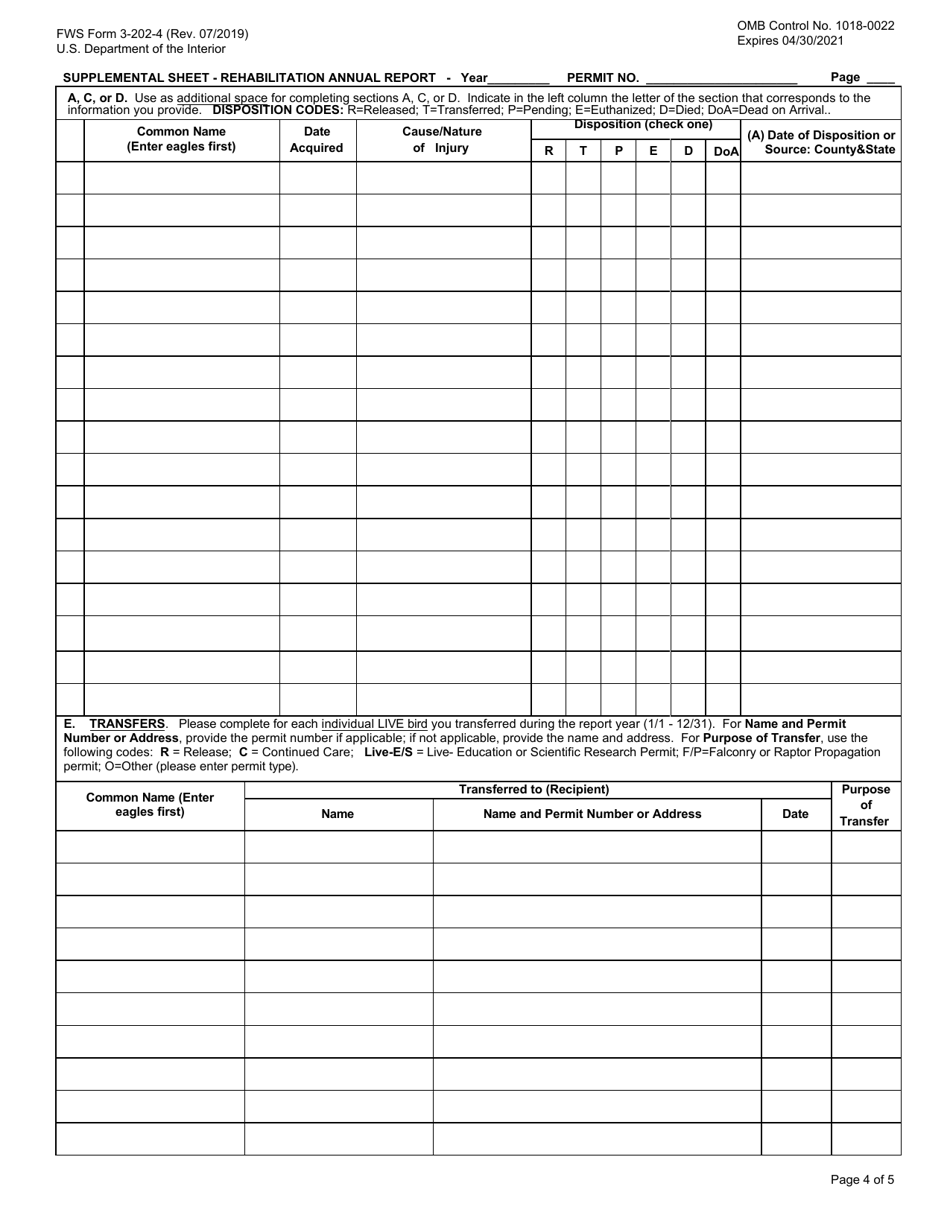 FWS Form 3-202-4 Migratory Bird Rehabilitation - Annual Report, Page 4