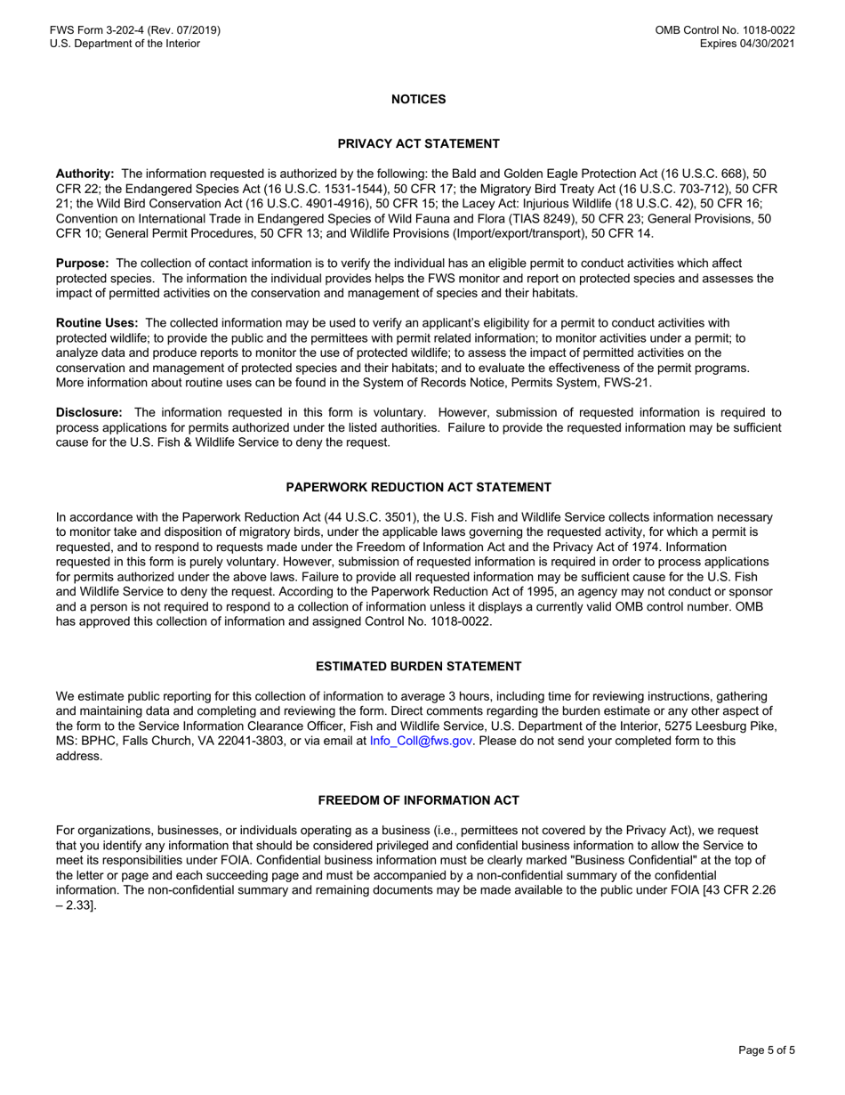 FWS Form 3-202-4 Migratory Bird Rehabilitation - Annual Report, Page 5
